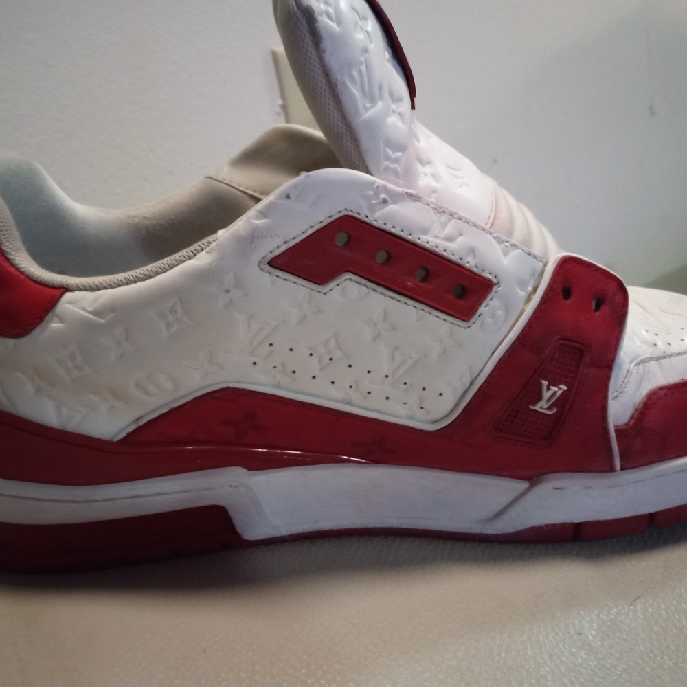 Louis Vuitton White and Red Athletic Sneakers - Picture 5 of 6